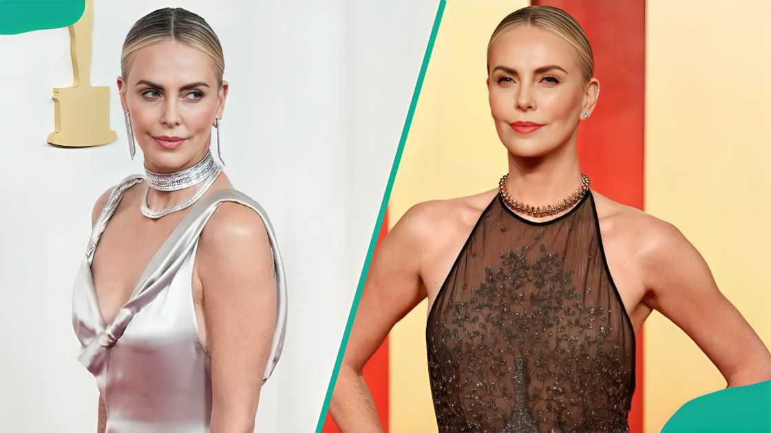 Charlize Theron posing for the camera Charlize Theron posing for the camera