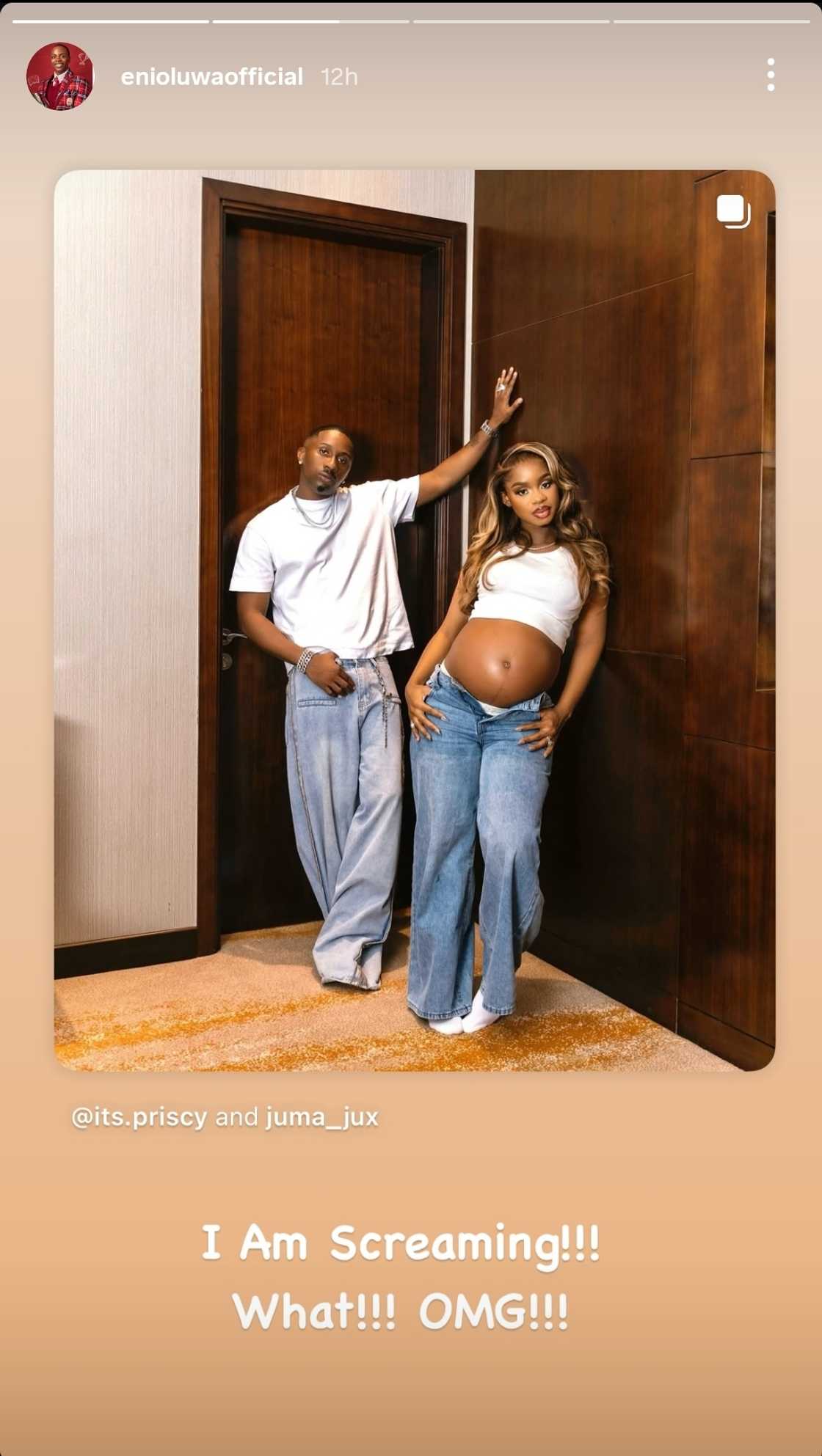 Enioluwa speaks on Priscilla Ojo's pregnancy Enioluwa speaks on Priscilla Ojo's pregnancy