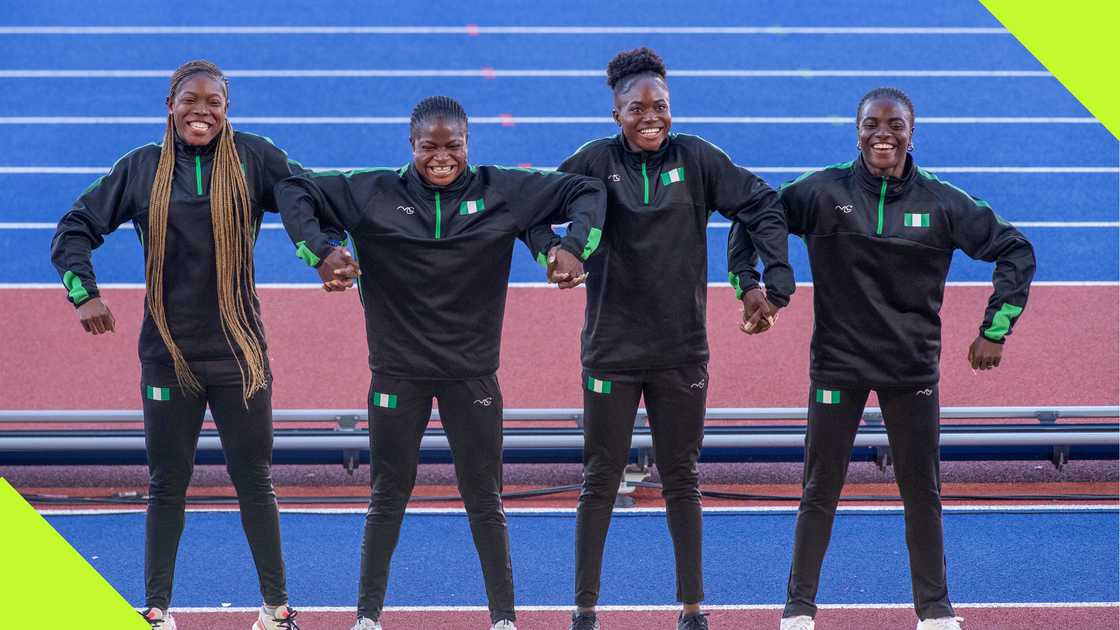 Nigeria's 4×100m relay team at the 2022 Commonwealth Games. Nigeria's 4×100m relay team at the 2022 Commonwealth Games.