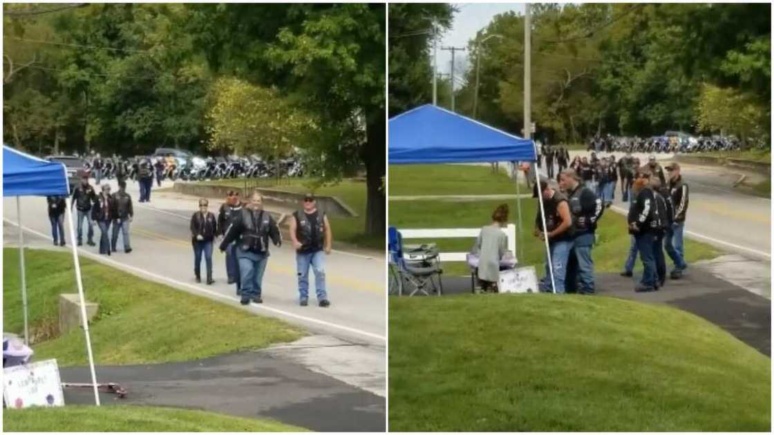 They filed in front of the daughter's stand. They filed in front of the daughter's stand.