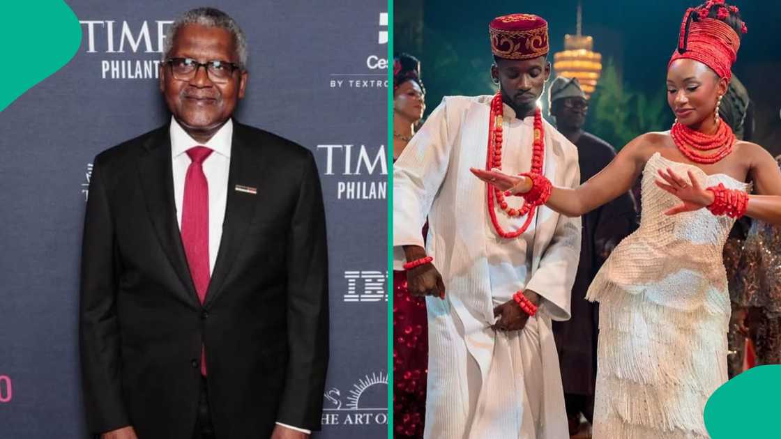 Dangote's speech to Mr Eazi and Temi during their wedding goes viral. Dangote's speech to Mr Eazi and Temi during their wedding goes viral.