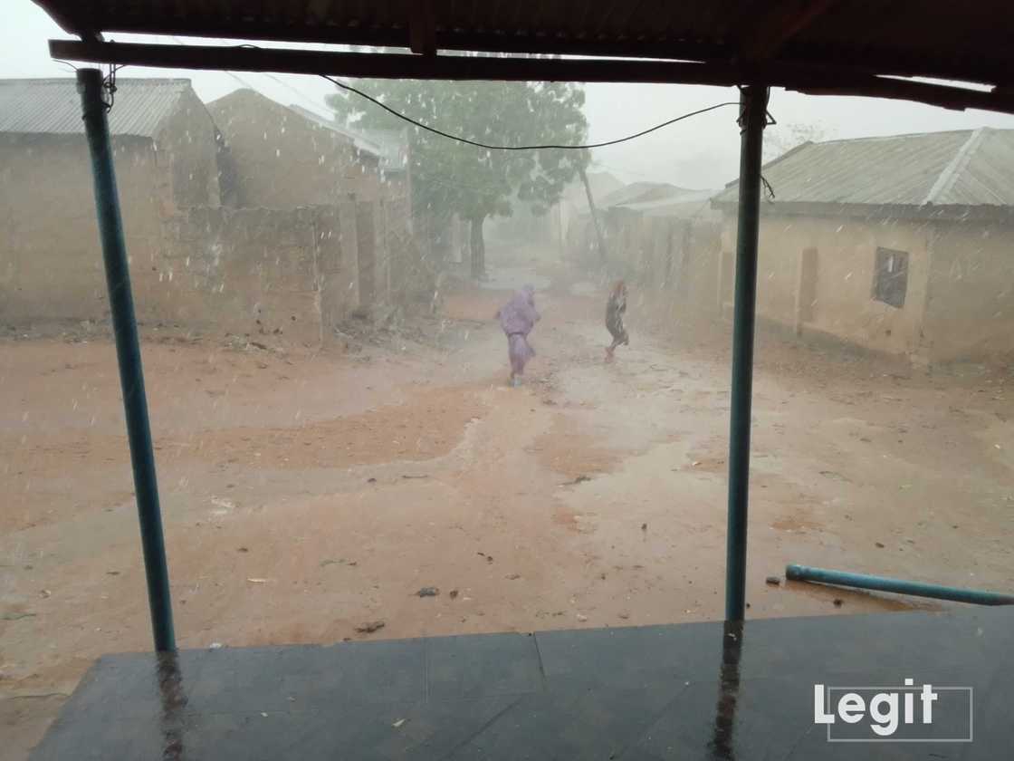 Wasu mata na tafiya ana ruwan sama a Gombe