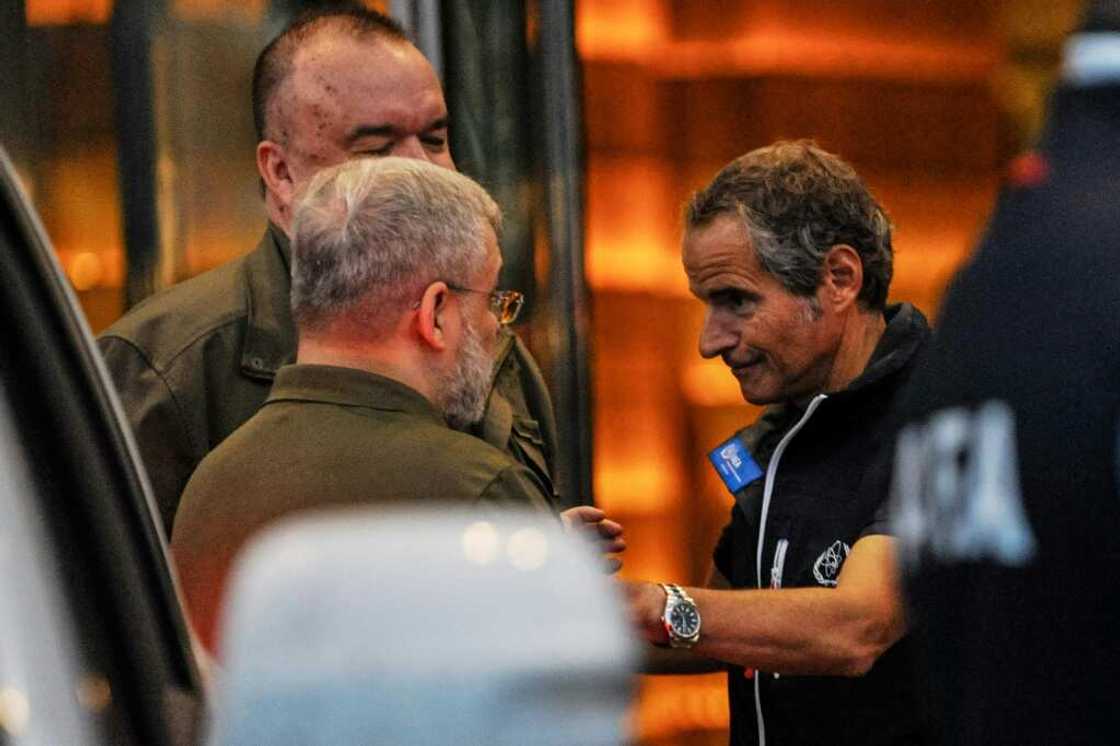An International Atomic Energy Agency team led by Rafael Grossi (R) set off for the Russian-held Zaporizhzhia nuclear power plant on Wednesday An International Atomic Energy Agency team led by Rafael Grossi (R) set off for the Russian-held Zaporizhzhia nuclear power plant on Wednesday