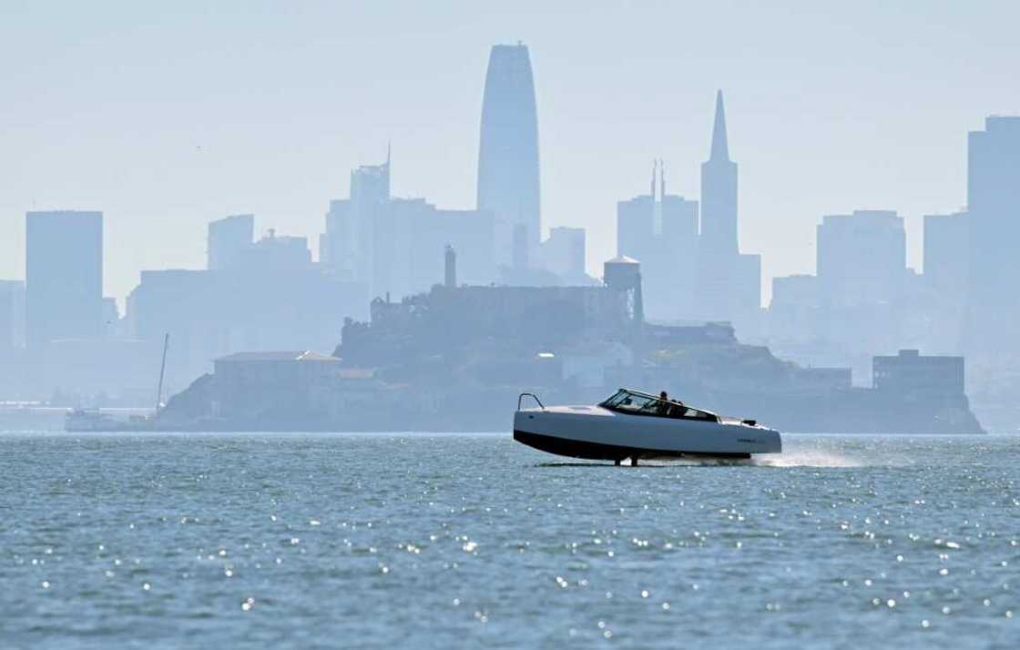 The hydrofoil technology lifts the boat out of the water during operations allowing for maximum efficiency at long range The hydrofoil technology lifts the boat out of the water during operations allowing for maximum efficiency at long range