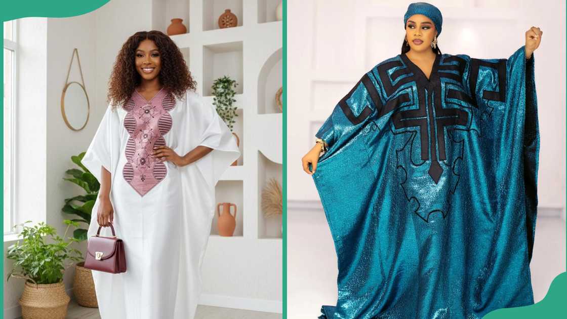 White and blue-green Kaftan gowns White and blue-green Kaftan gowns