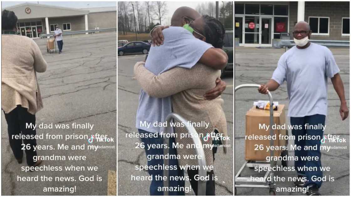 Emotional family reunion/man released from prision. Emotional family reunion/man released from prision.