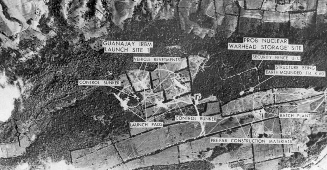 Aerial view taken in October 1962 of one of the Cuban medium-range missile bases, during the Cuban missiles crisis.