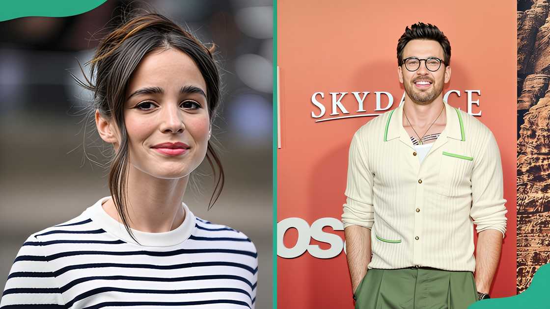 Alba Baptista at Paris Fashion Week in Paris, France (L). Chris Evans at AMC Lincoln Square Theater (R)