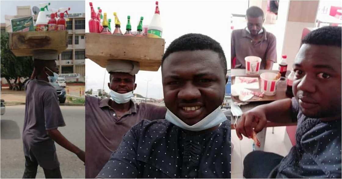 Kind-hearted Man Poses with Hawker Before and After He Took Him for Lunch at KFC Kind-hearted Man Poses with Hawker Before and After He Took Him for Lunch at KFC