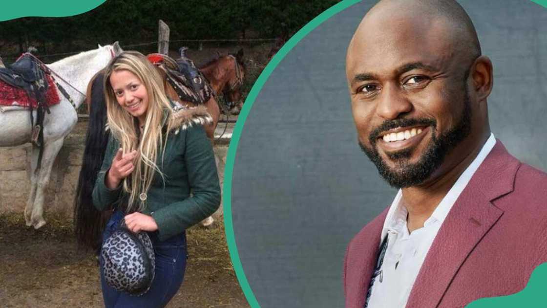 Young Diana Lasso with horses and Wayne Brady at an event in Dubai Young Diana Lasso with horses and Wayne Brady at an event in Dubai