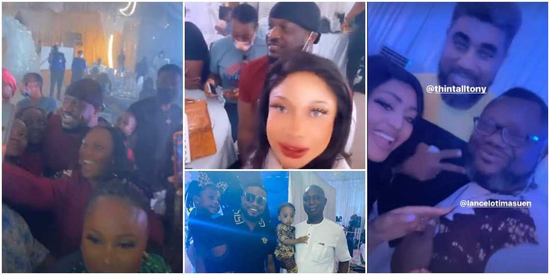 Peter Okoye, Tonto Dikeh, BBNaija Thin Tall Tony, Lancelot Imaseun, and Regina Daniel. Peter Okoye, Tonto Dikeh, BBNaija Thin Tall Tony, Lancelot Imaseun, and Regina Daniel.