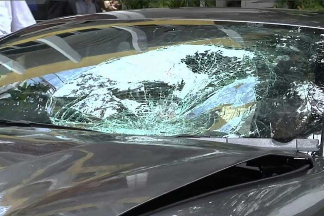 A frame grab from video footage taken in September 2012 shows the Ferrari belonging to Red Bull heir Vorayuth 'Boss' Yoovidhya in Bangkok after a hit-and-run that resulted in the death of a police officer