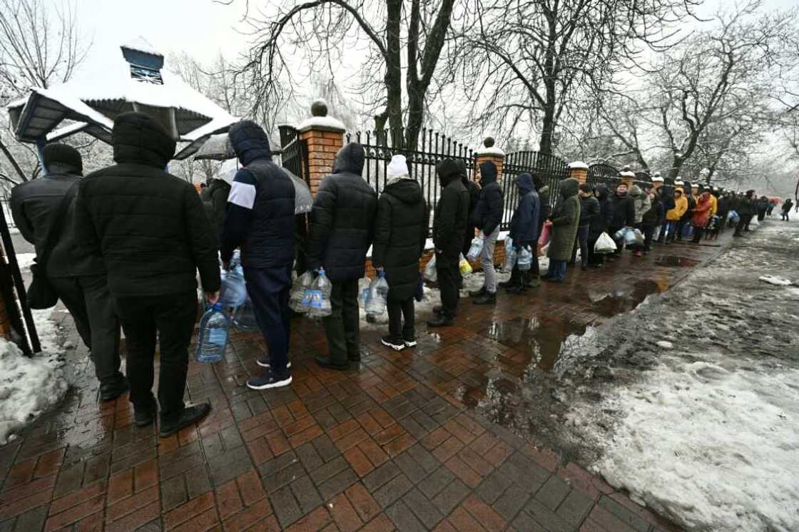 Kyiv residents have had to queue to get water since the strikes Kyiv residents have had to queue to get water since the strikes
