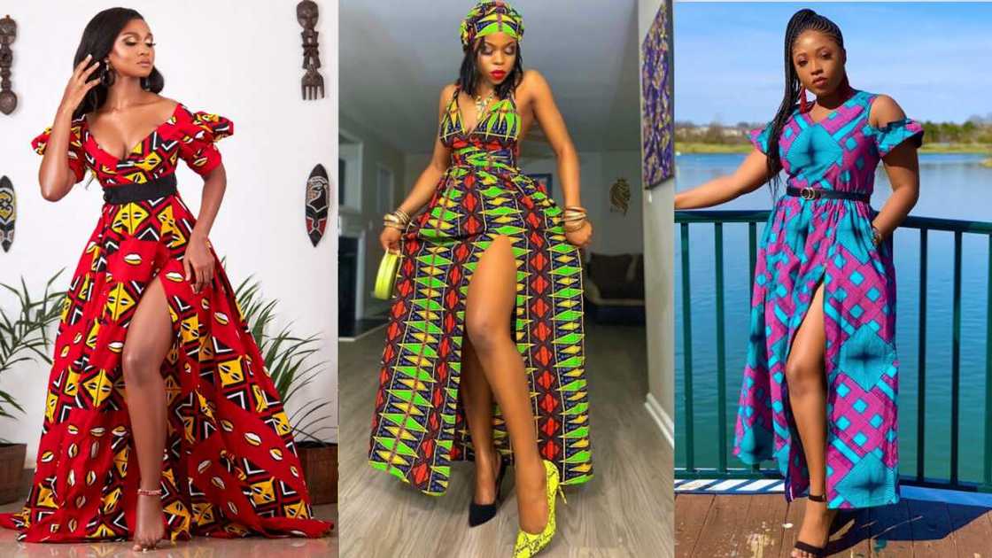 Long Ankara flare gowns with a front part