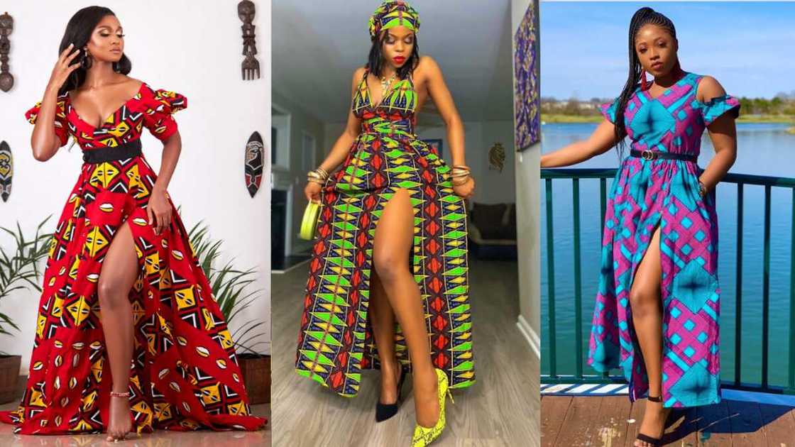 Long Ankara flare gowns with a front part Long Ankara flare gowns with a front part