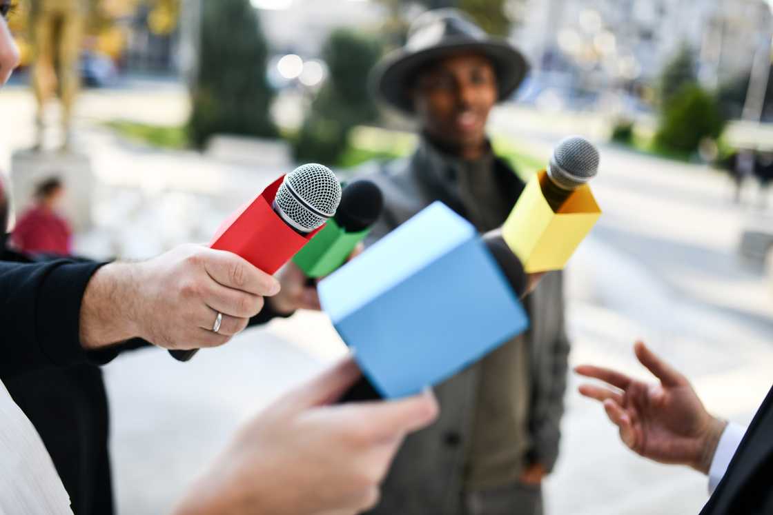 Media team with microphones