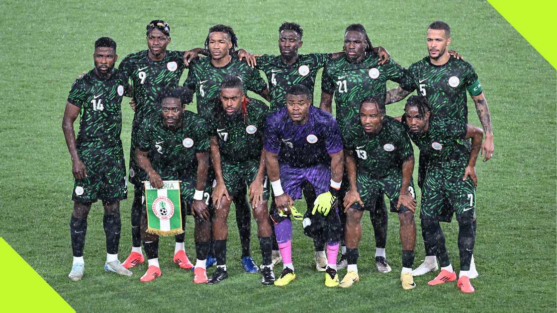 Players of the Super Eagles line up for a team photo