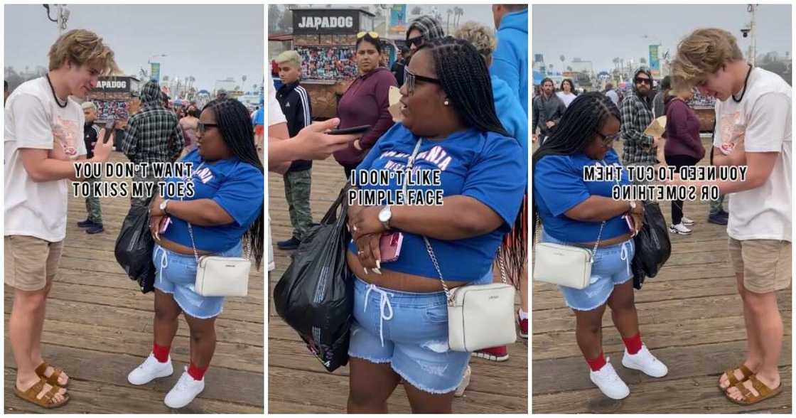 Short black lady, fine white boy, date offer, rejects date offer Short black lady, fine white boy, date offer, rejects date offer