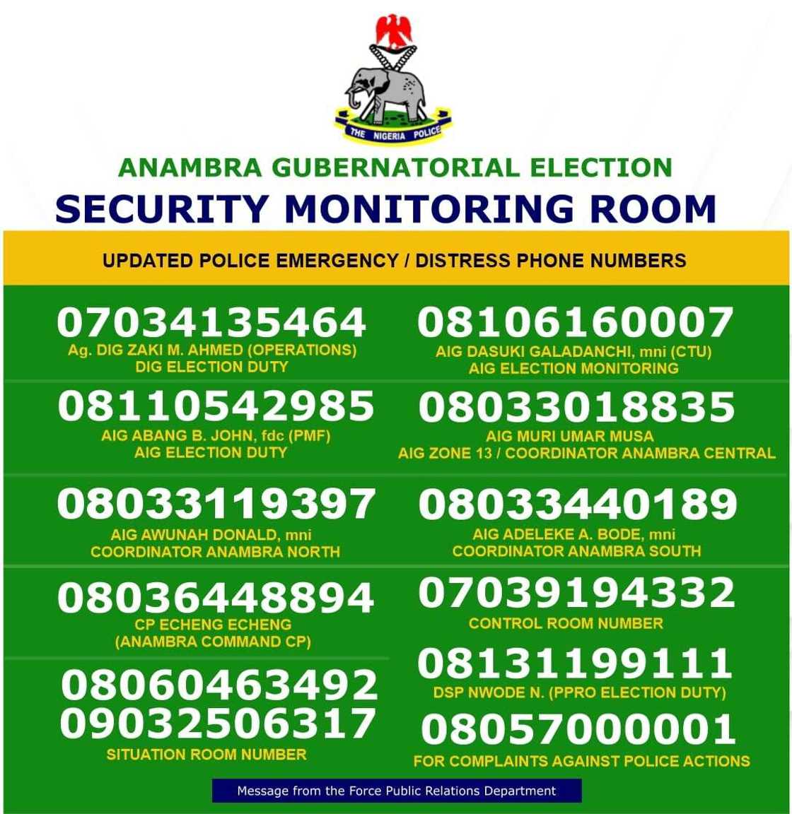 Anambra Decides 2021: List of Phone Numbers to Contact in Case of Security Emergency Anambra Decides 2021: List of Phone Numbers to Contact in Case of Security Emergency