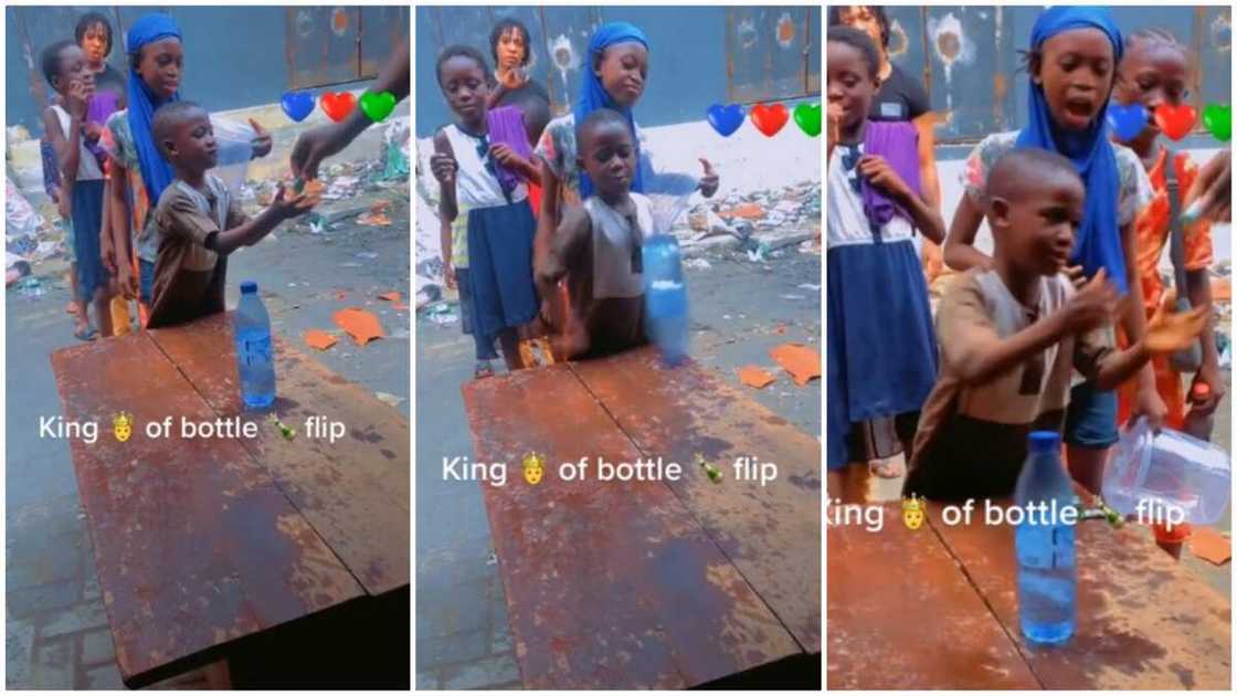 Kids participate in bottle-water flip challenge Kids participate in bottle-water flip challenge
