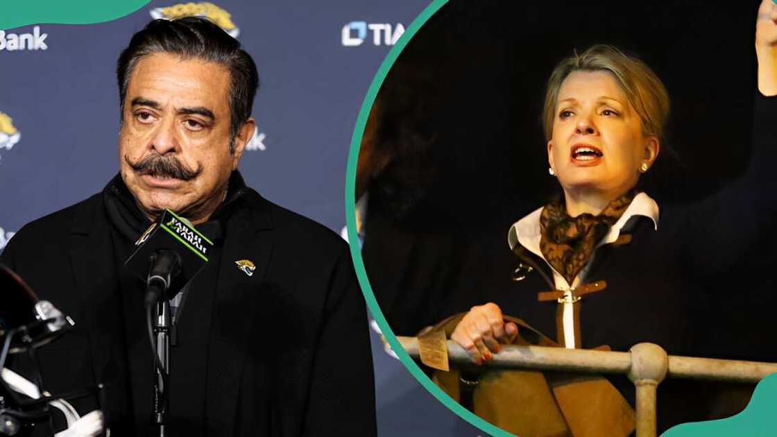 Shahid Khan at TIAA Bank Stadium in Jacksonville, Florida (L). Ann Carlson at Selhurst Park in London, England (R).