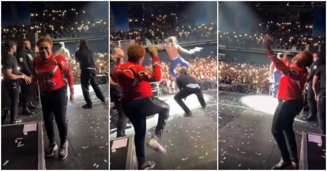 Burna Boy's mother dancing in Ireland. Burna Boy's mother dancing in Ireland.