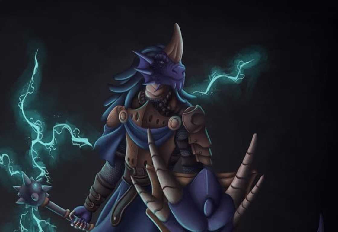 DnD race Dragonborn holding his weapon DnD race Dragonborn holding his weapon