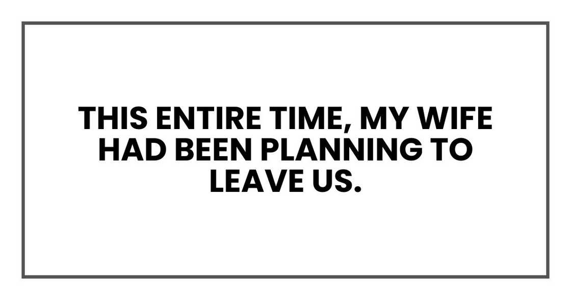 This entire time, my wife had been planning to leave us. This entire time, my wife had been planning to leave us.