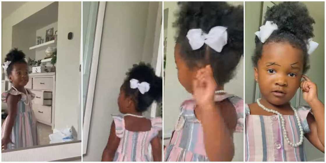 Reactions as little girl calls mum a naughty girl on seeing her look after using make up on face Reactions as little girl calls mum a naughty girl on seeing her look after using make up on face