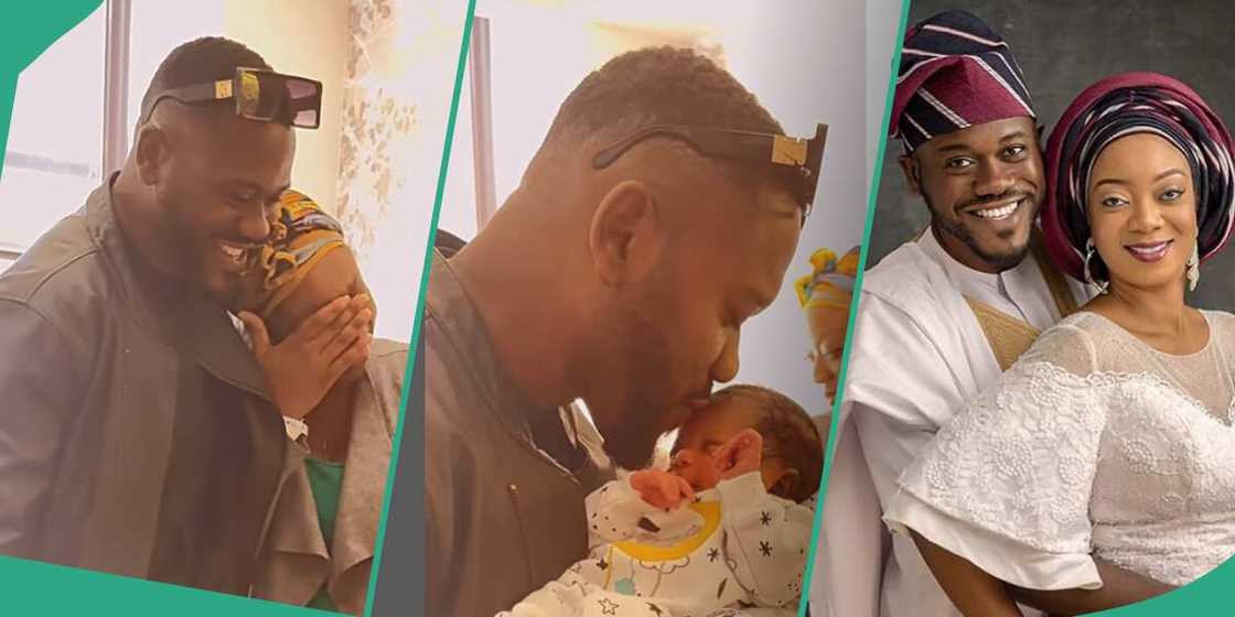Actor Deyemi Okanlawon surprises wife in the hospital in Texas