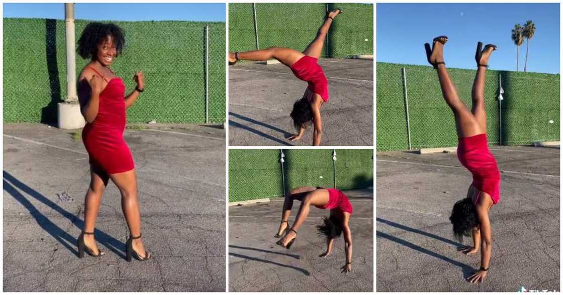 Ayana Taylor, somersault, hand stand, acrobatics in heels, acrobatic in dress and heels, lady in heels acrobatics Ayana Taylor, somersault, hand stand, acrobatics in heels, acrobatic in dress and heels, lady in heels acrobatics