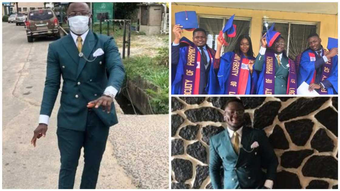 A collage showing the Nigerian graduate. Photo source: Twitter/@psych_eloy A collage showing the Nigerian graduate. Photo source: Twitter/@psych_eloy