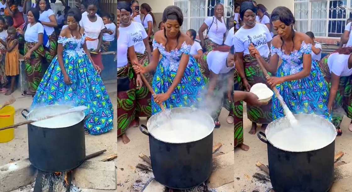 Photos of a bride turning fufu on her wedding day. Photos of a bride turning fufu on her wedding day.