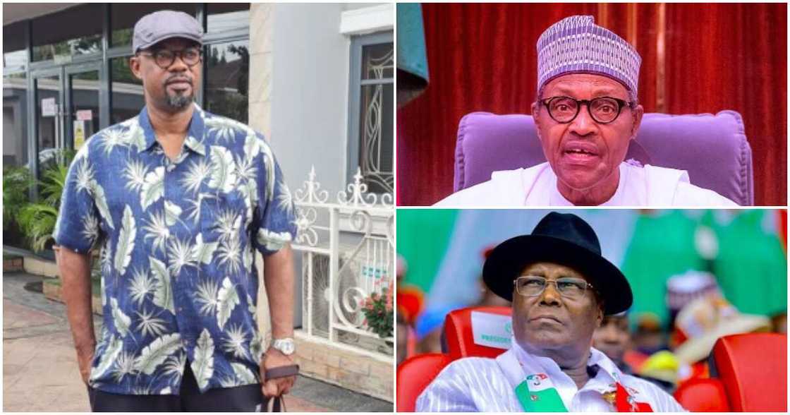 Photos of Charles Inojie, Muhammadu Buhari and Atiku Abubakar