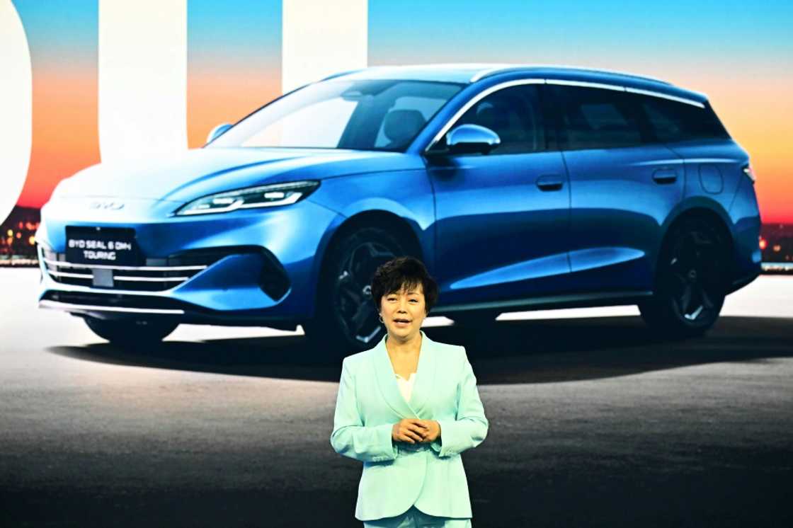 Stella Li, vice president of the Chinese multinational manufacturing company and EV manufacturer BYD, at the International Motor Show IAA Stella Li, vice president of the Chinese multinational manufacturing company and EV manufacturer BYD, at the International Motor Show IAA