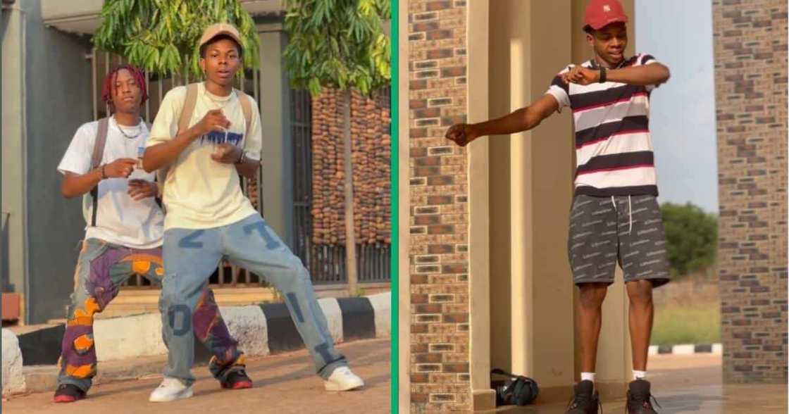 Two men do Tshwala Bam dance tutorial