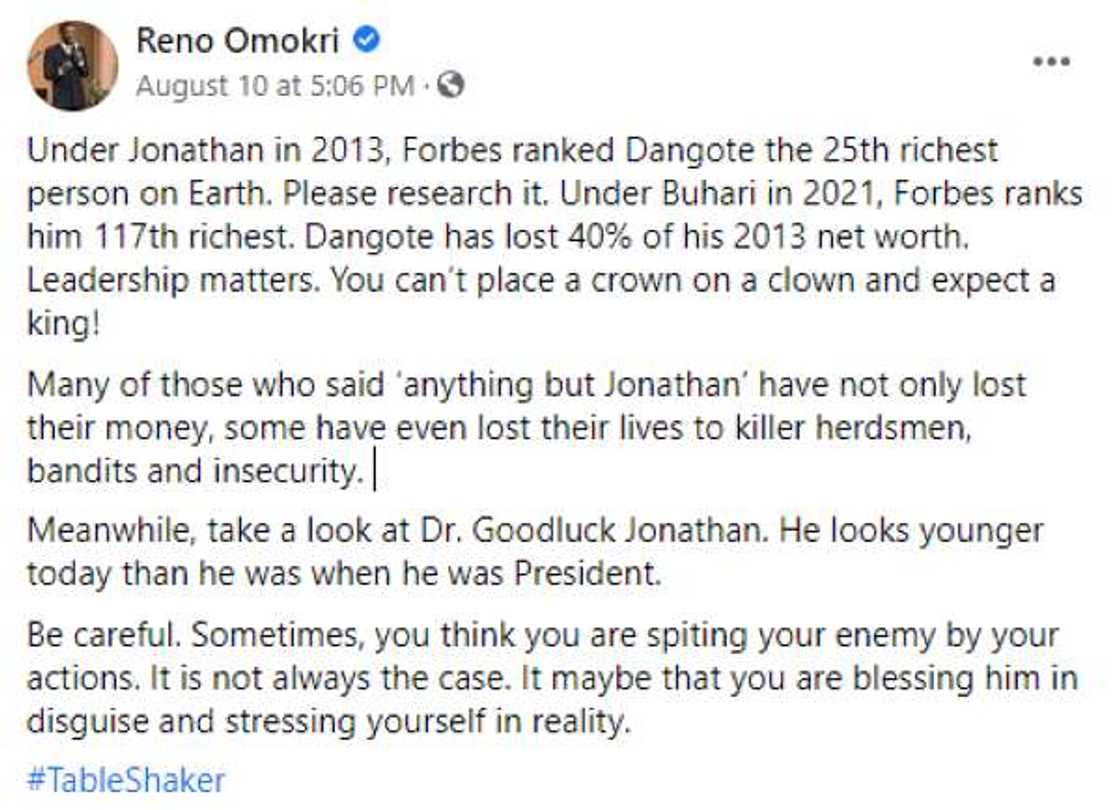 Reno Omokri lies again, claims Aliko Dangote ranked 117th richest by Forbes Reno Omokri lies again, claims Aliko Dangote ranked 117th richest by Forbes