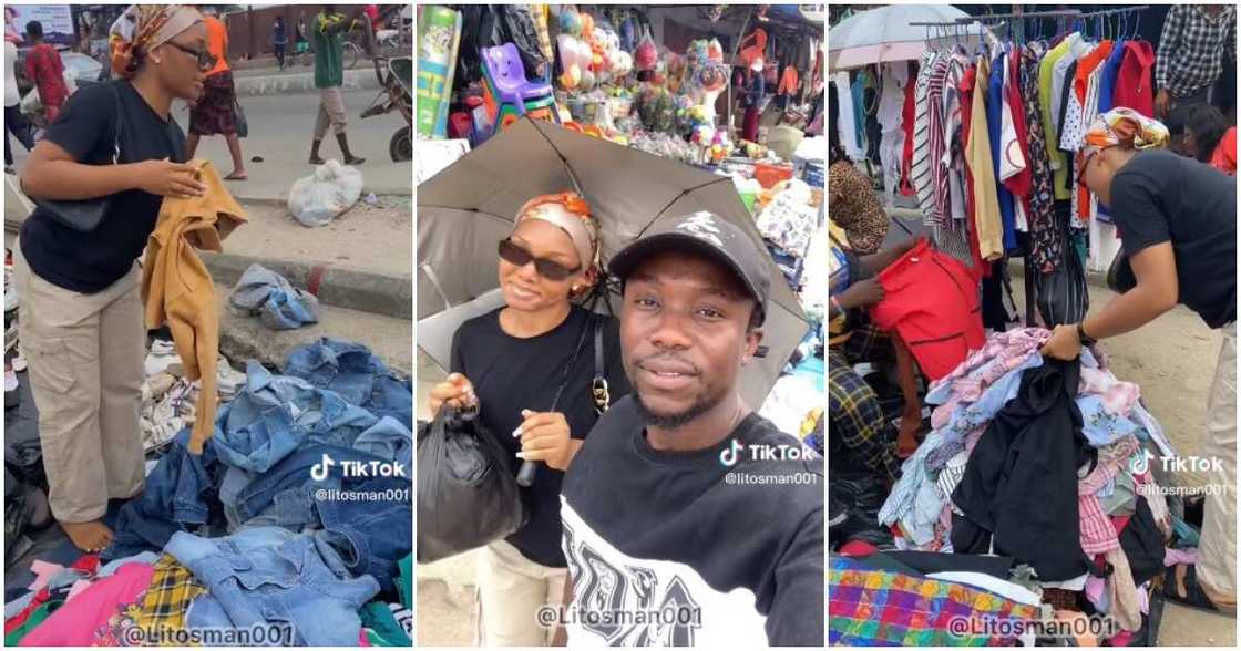 Okrika shopping, man takes bae okrika shopping, Val Okrika shopping, man takes bae okrika shopping, Val