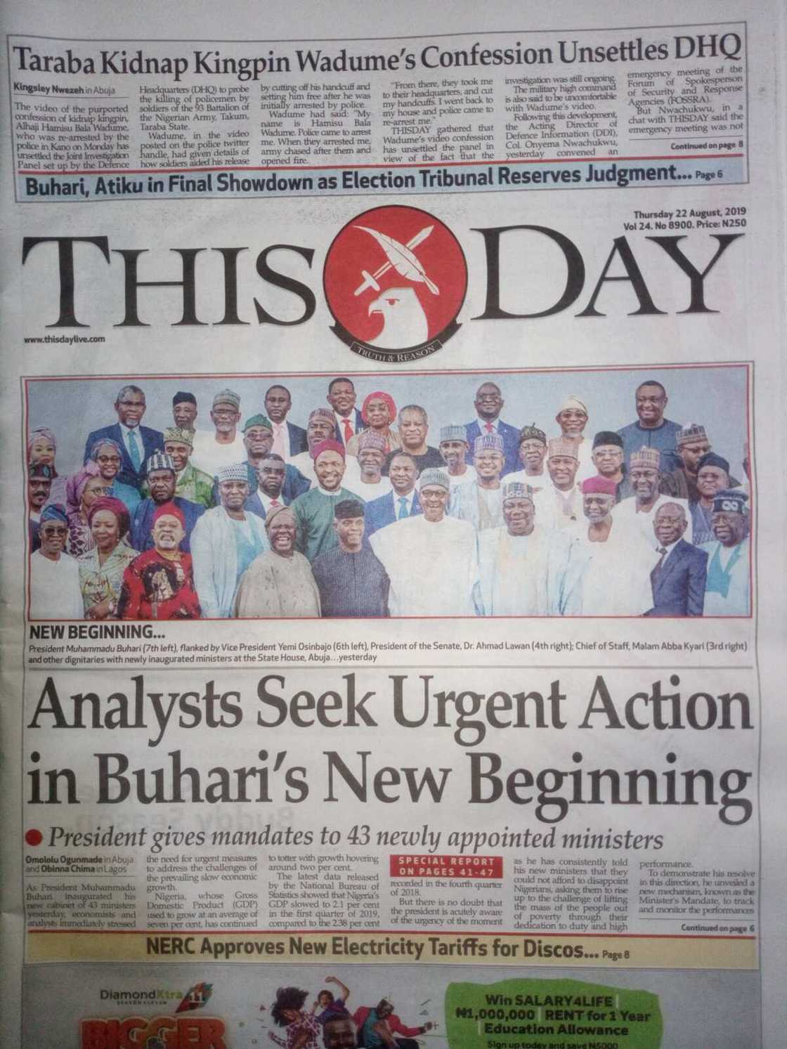 ThisDay newspaper review of August 22 ThisDay newspaper review of August 22
