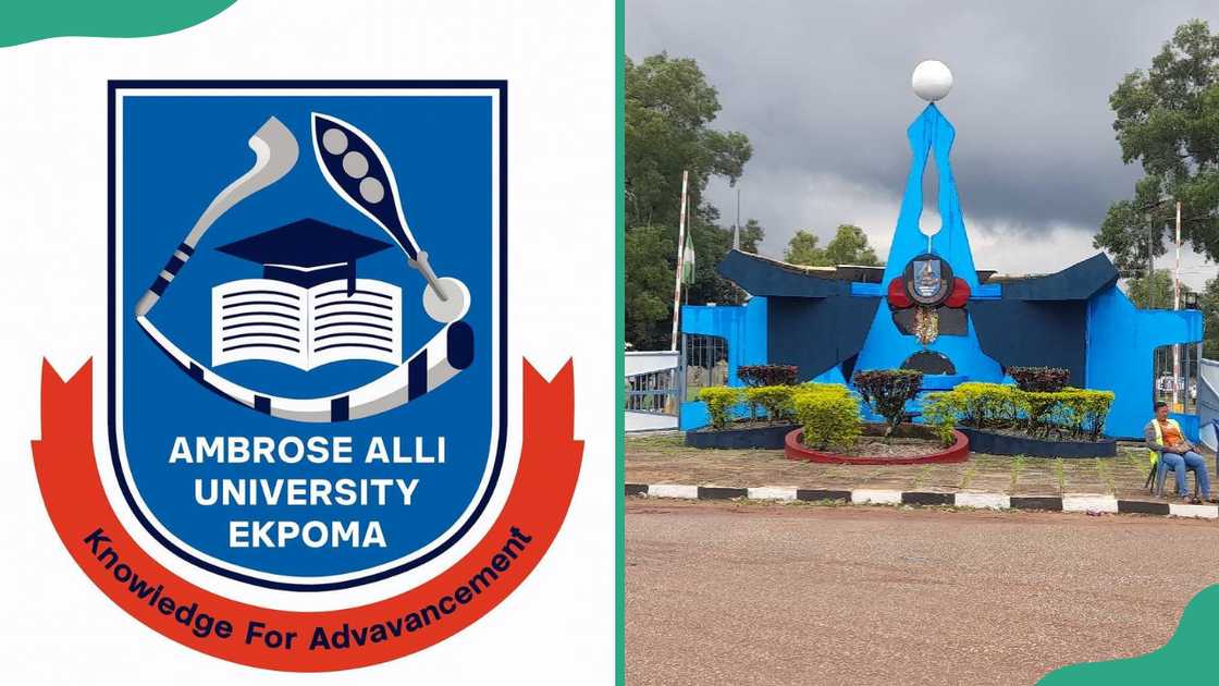 Ambrose Alli University (AAU) logo and entrance gate