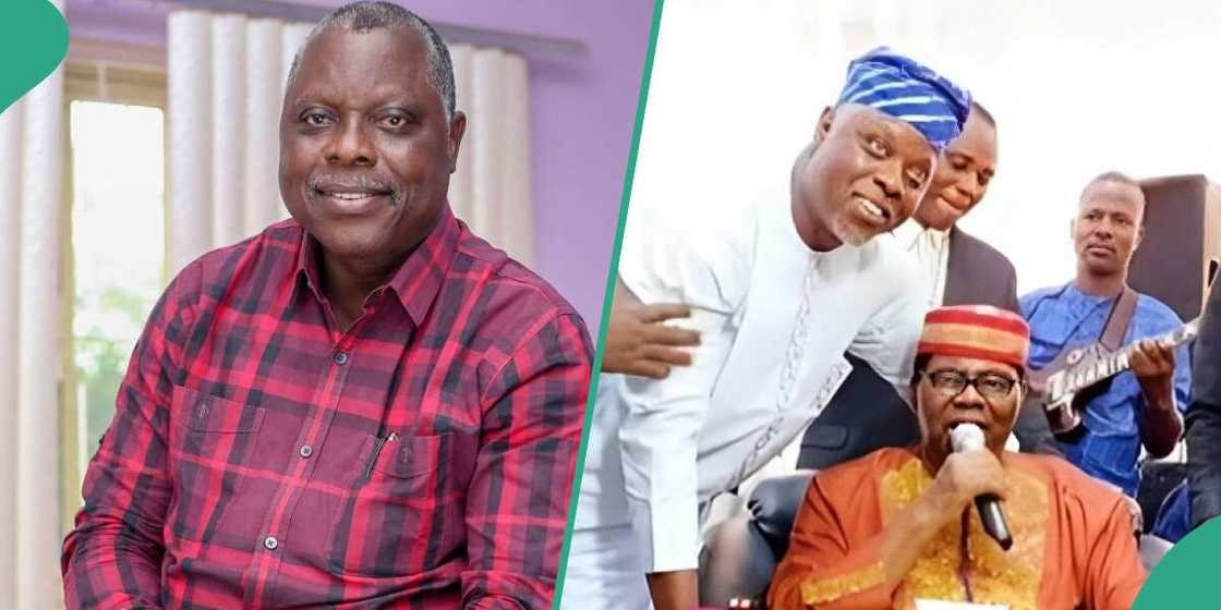 Dele Odule and Ebenezer Obey at an event. Dele Odule and Ebenezer Obey at an event.