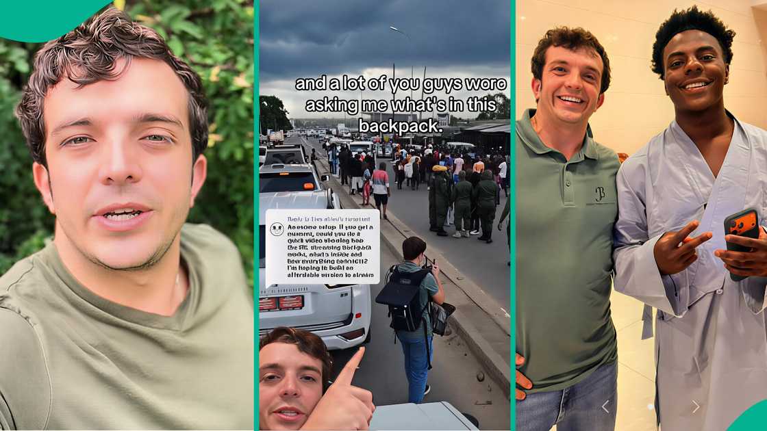 IShowSpeed's production team member opens up content of backpack he carried during his stream