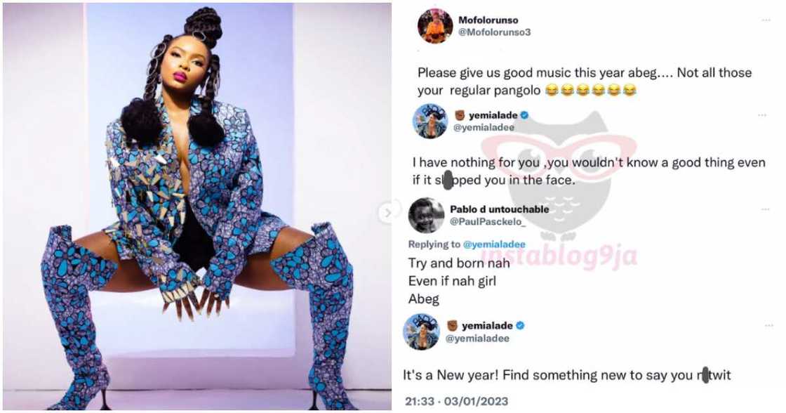 Photos of Yemi Alade and exchange with troll Photos of Yemi Alade and exchange with troll