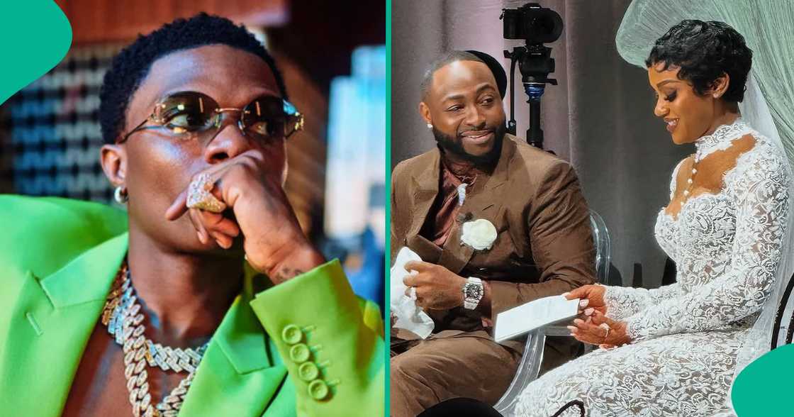 Wizkid's tweet amid Davido's wedding in Miami divides netizens.