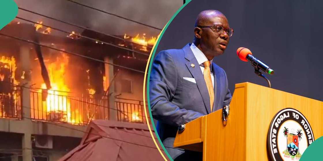 Lagos fire incident/Babajide Sanwo-Olu of Lagos/Fire catches Lagos building/Fire incident in Lagos