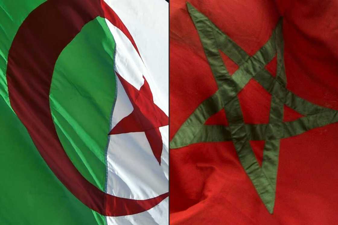 The flags of Algeria (L) and Morocco, rivals each pursuing pipeline projects linked to Nigeria The flags of Algeria (L) and Morocco, rivals each pursuing pipeline projects linked to Nigeria
