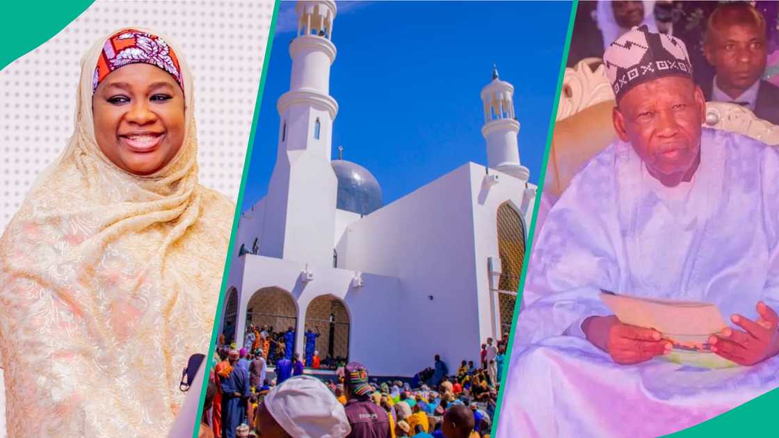 Ganduje ya kaddamar da katafaren masallacin juma'a da ministar Abuja ta gina a Kano Ganduje ya kaddamar da katafaren masallacin juma'a da ministar Abuja ta gina a Kano