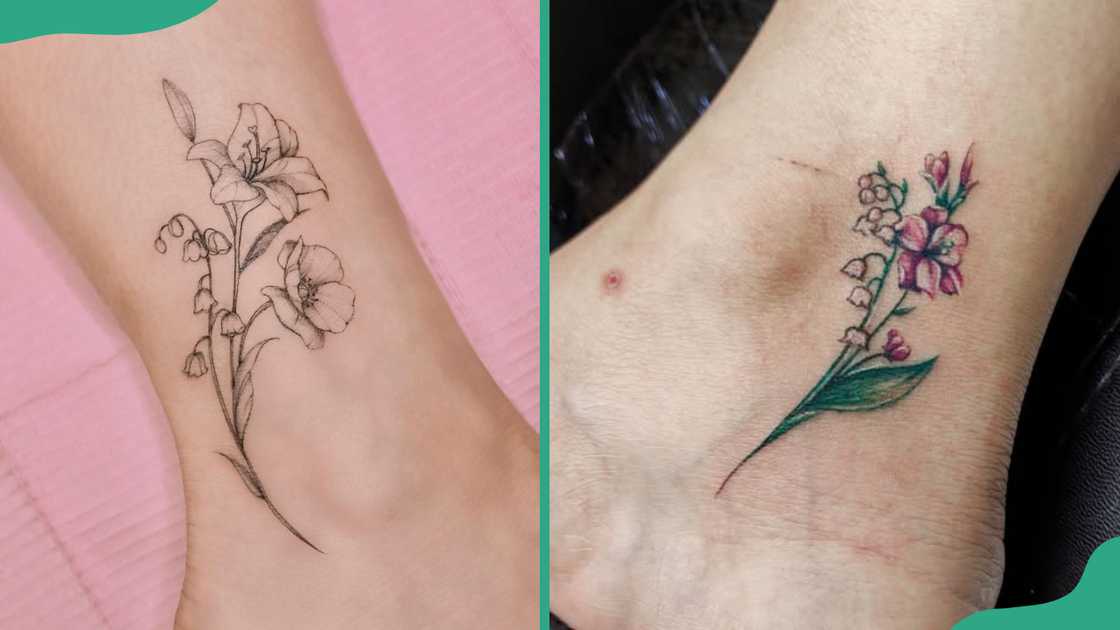 Ankle Lily of the Valley tattoos