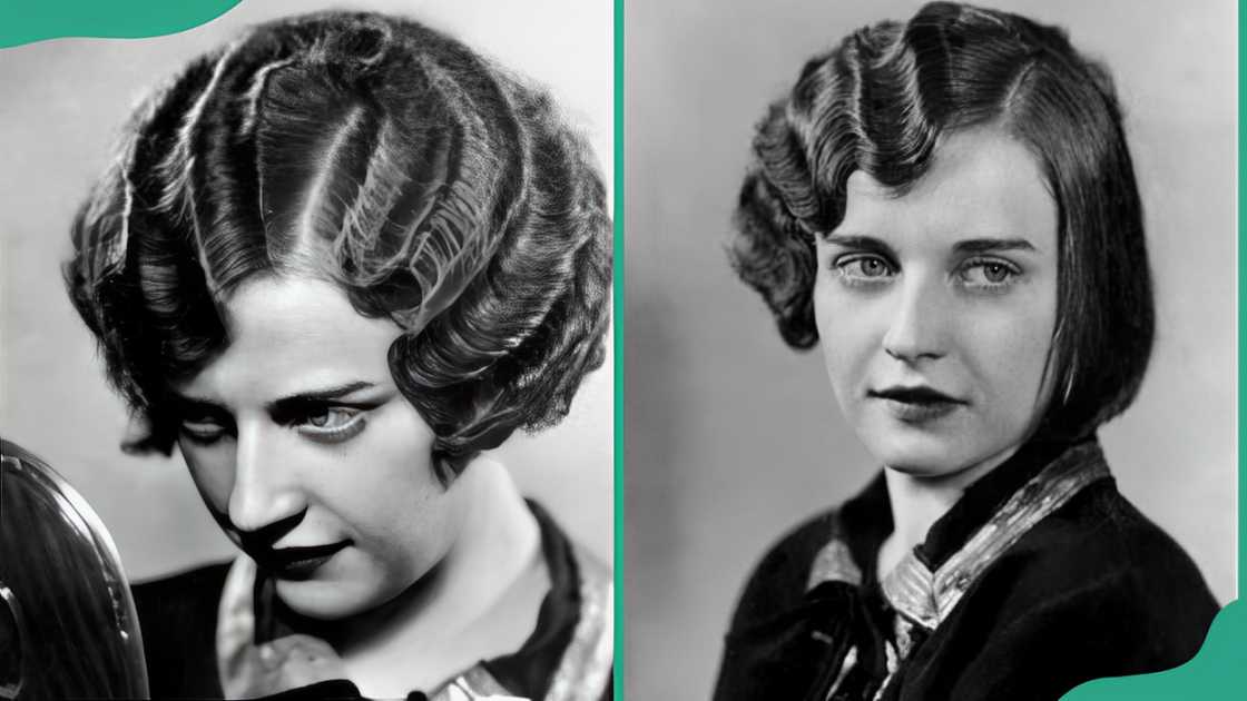 A woman showing her Marcel Waves hairstyle A woman showing her Marcel Waves hairstyle