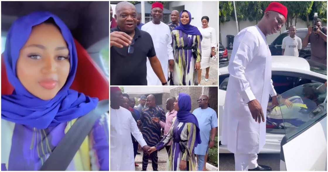 Regina Daniels and Ned Nwoko pay condolence visit to Orji Uzor Kalu.